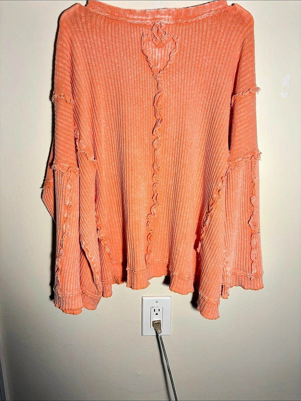 Easel Distressed Knit Tunic in Orange - Picture 9 of 9